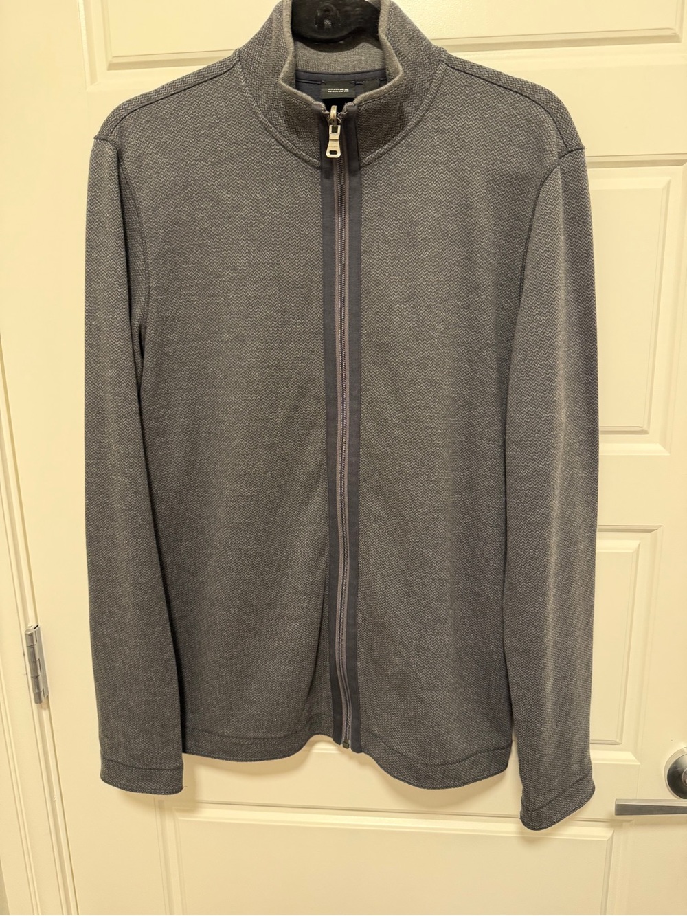 Boss Men's Gray Full-Zip Knit Jacket